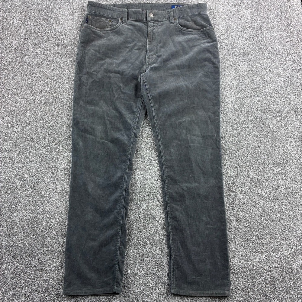 Polo Ralph‎ Lauren Corduroy Pants Mens 36x32 Gray Cotton Straight Leg 5-Pocket